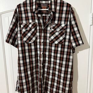 DIXXON Black and Orange Casual Button Down Shirt Route 66 bamboo